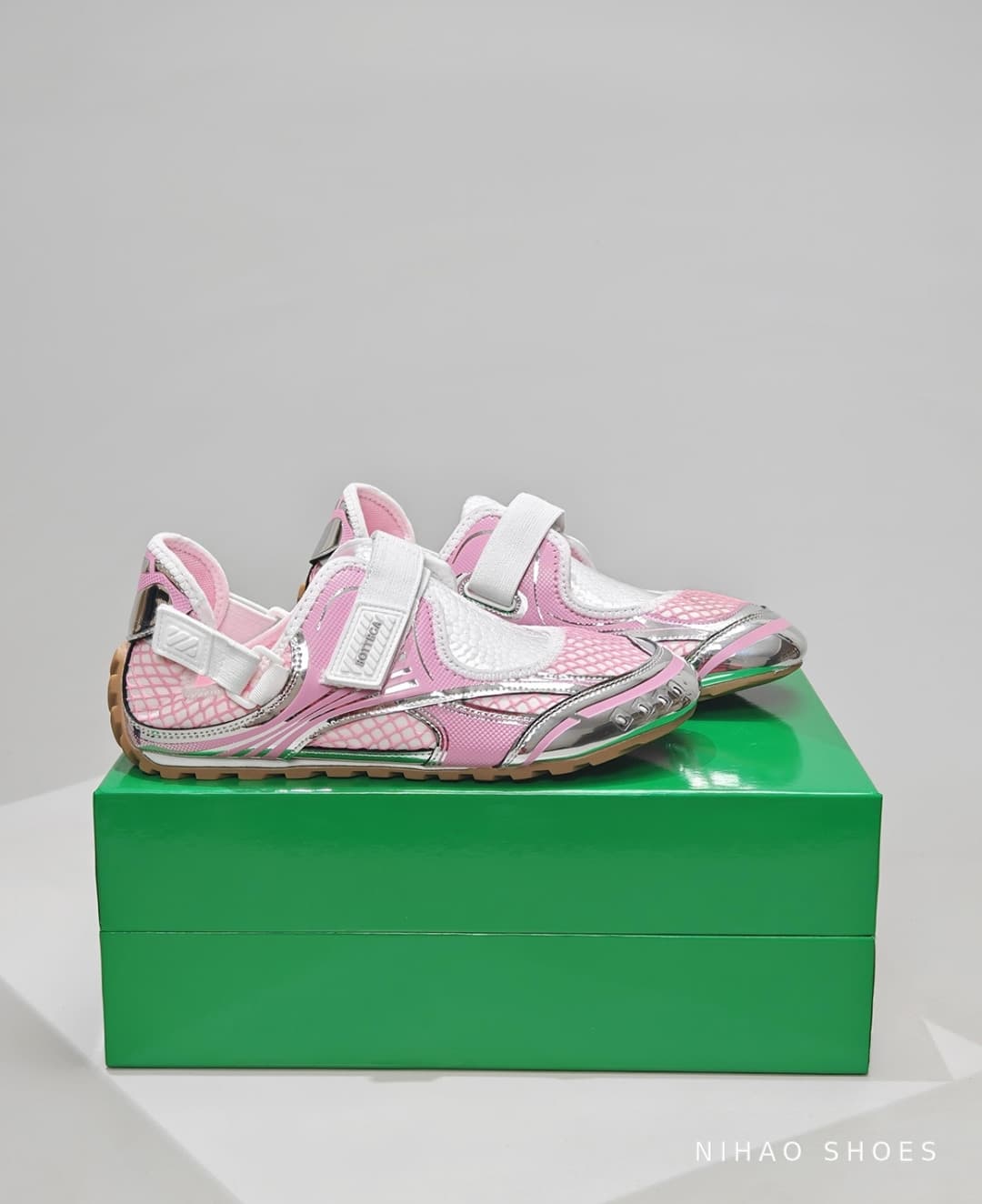 Pink Mesh Trainer — Silver